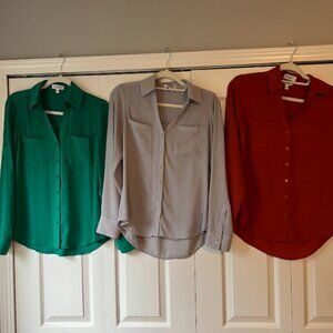 BUNDLE OF 3 Express Portofino button-up long sleeve shirts
